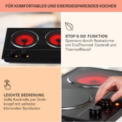 Ramsey Doppel-Kochfeld 2400W 11 Leistungsstufen Glaskeramik 14 Ramsey Doppel-Kochfeld 2400W 11 Leistungsstufen Glaskeramik -Küchenmaschinen Verkäufe 10040071 de 0004 usp