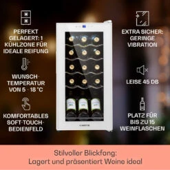 Shiraz 15 Slim Uno Weinkühlschrank 44l Touch-Bedienfeld 5-18°C -Küchenmaschinen Verkäufe 10040214 de 0002 usp