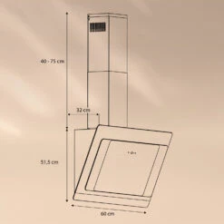 Aurora 60 Smart Dunstabzugshaube 550 M³/h 60cm Kopffrei Ambiente-Licht EEC A++ 16 Aurora 60 Smart Dunstabzugshaube 550 M³/h 60cm Kopffrei Ambiente-Licht EEC A++ -Küchenmaschinen Verkäufe 10040234 yy 0007 dimensions