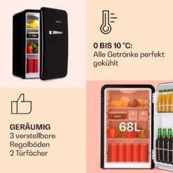 Audrey Retro-Kühlschrank 70 Liter 3 Regale 2 Türfächer Innenbeleuchtung -Küchenmaschinen Verkäufe 10040739 de 0003 logo