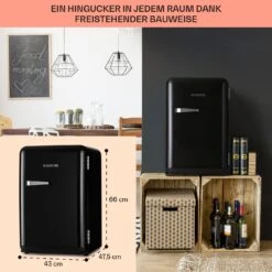 Audrey Retro-Kühlschrank 70 Liter 3 Regale 2 Türfächer Innenbeleuchtung -Küchenmaschinen Verkäufe 10040739 de 0005 logo