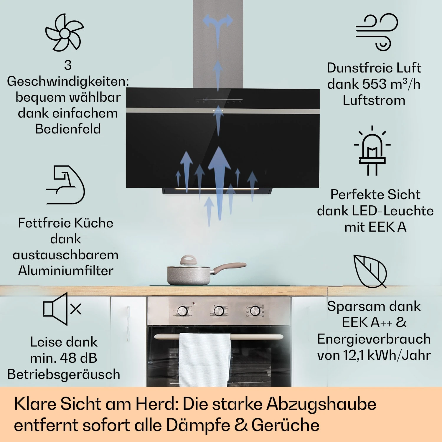 Ava 90 Dunstabzugshaube 90cm Wandhaube WiFi A++ 515m³/h Touch 4 Ava 90 Dunstabzugshaube 90cm Wandhaube WiFi A++ 515m³/h Touch – Bild 2