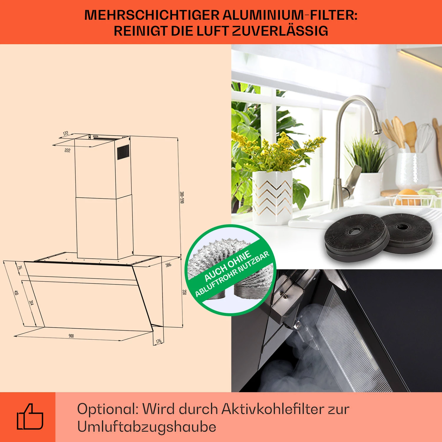 Ava 90 Dunstabzugshaube 90cm Wandhaube WiFi A++ 515m³/h Touch 7 Ava 90 Dunstabzugshaube 90cm Wandhaube WiFi A++ 515m³/h Touch – Bild 5