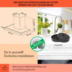 Alinea 90 Dunstabzugshaube 90cm Wandhaube WiFi A++ 500m³/h Touch -Küchenmaschinen Verkäufe 10041174 de 0005 usp