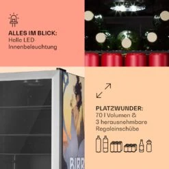 Beersafe 70 Birra Milano Edition Kühlschrank 70 Liter 3 Böden Panoramaglastür Edelstahl -Küchenmaschinen Verkäufe 10041179 de 0005 usp