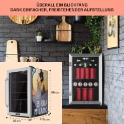 Beersafe 70 Birra Milano Edition Kühlschrank 70 Liter 3 Böden Panoramaglastür Edelstahl -Küchenmaschinen Verkäufe 10041179 de 0007 usp