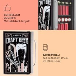 Beersafe 70 Craft Beer Edition Kühlschrank 70 Liter Glastür Edelstahl -Küchenmaschinen Verkäufe 10041181 de 0004 usp
