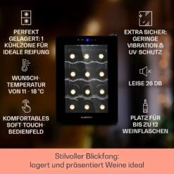 Barolo 12 Uno Weinkühlschrank 37 Ltr 12 Flaschen 11-18°C SingleZone -Küchenmaschinen Verkäufe 10041205 de 0002 usp