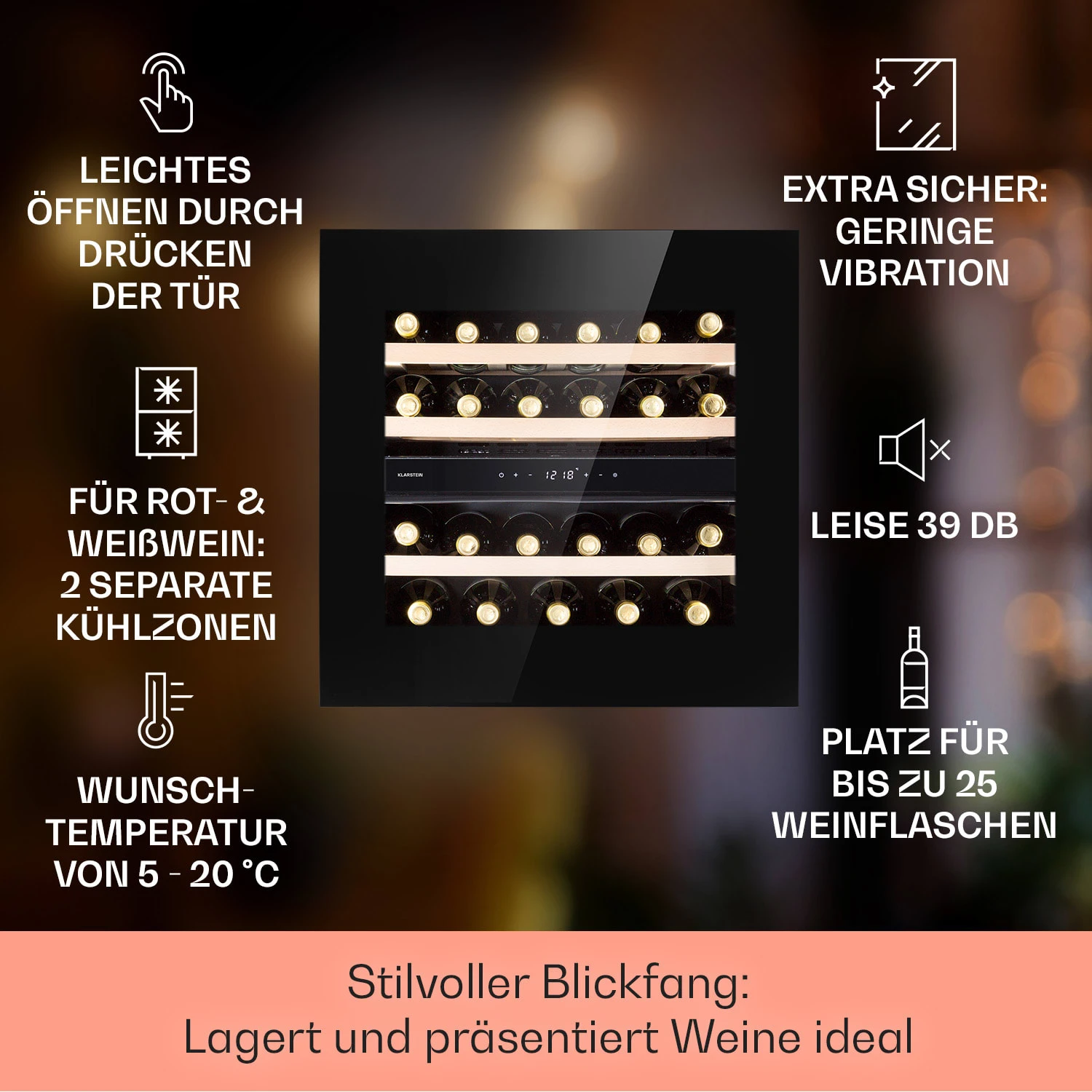 Rhône 25 Duo Weinkühlschrank Kompression 2 Zonen 75 Ltr / 25 Flaschen 4 Rhône 25 Duo Weinkühlschrank Kompression 2 Zonen 75 Ltr / 25 Flaschen – Bild 2