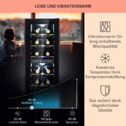 Shiraz 12 Duo Weinkühlschrank 2 Zonen 42L/12 Flaschen 5-12 / 12-18 °C Touch -Küchenmaschinen Verkäufe 10041361 de 0004 usp