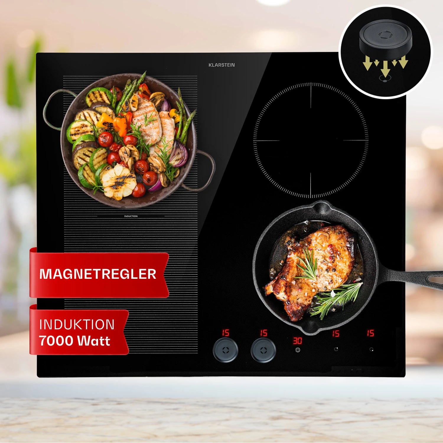 Magnichef 4 Flex Einbaukochfeld Induktion 4 Zonen / Flexzone 7000W Glaskeramik 3 Magnichef 4 Flex Einbaukochfeld Induktion 4 Zonen / Flexzone 7000W Glaskeramik