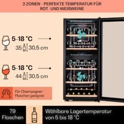Vinamour 66 Duo Weinkühlschrank 2 Zonen 204 L/79 Flaschen 5-18°C Touch -Küchenmaschinen Verkäufe 10041394 de 0003 usp