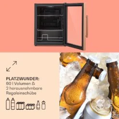 Beersafe XL Kühlschrank 60 Liter 2 Böden Doppelt Isolierte Panoramaglastür Edelstahl -Küchenmaschinen Verkäufe 10041891 de 0005 usp