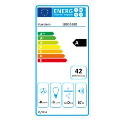 Sabia 60 Dunstabzugshaube 60cm | 600 M³/h | Energieeffizienzklasse A | Inklusive 2 X Aktivkohlefilter -Küchenmaschinen Verkäufe 60002216 energy label