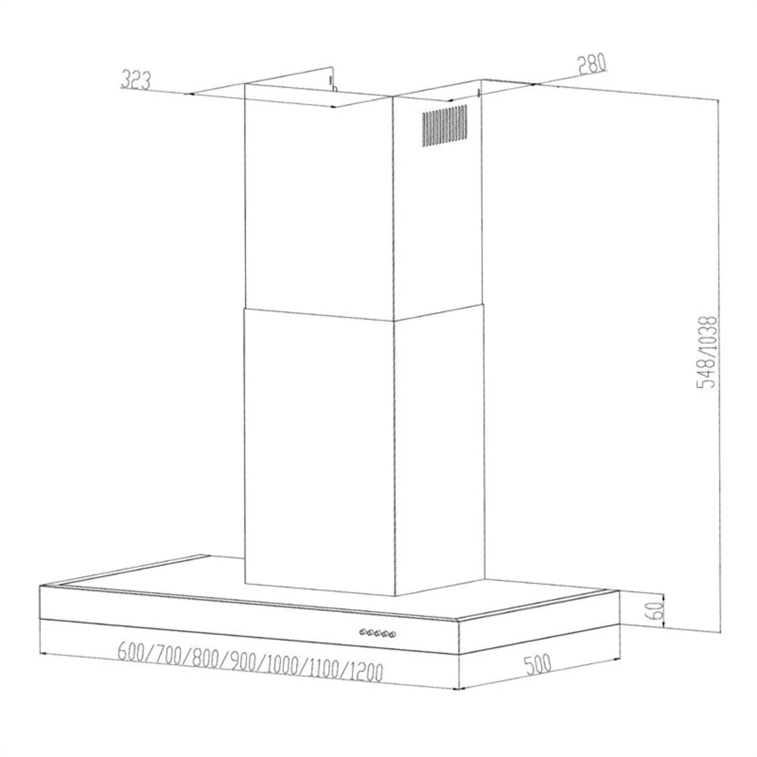 Zarah Dunstabzugshaube 60cm Umluftset 620 M³/h Aktivkohlefilter 8 Zarah Dunstabzugshaube 60cm Umluftset 620 M³/h Aktivkohlefilter – Bild 6