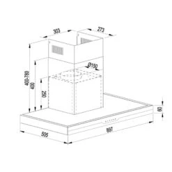 Finessa Dunstabzugshaube Umluftset 90cm 635 M³/h 2 Aktivkohlefilter -Küchenmaschinen Verkäufe 60002301 yy 0008 logo Klarstein Finessa Dunstabzugshaube Edelstahl