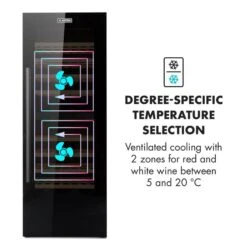 Barossa 77 Duo Weinkühlschrank-Set 2 Zonen 191L/77Fl. Weinglasregal -Küchenmaschinen Verkäufe 60002418 yy 0006 logo Klarstein Barossa 77 Duo Weinkuehlschrank schwarz