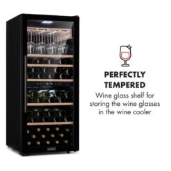 Barossa 102 Duo Weinkühlschrank-Set 2 Zonen 102 Fl. Weinglasregal -Küchenmaschinen Verkäufe 60002419 yy 0009 logo Klarstein Barossa 102D Weinglas Regal Echtholz